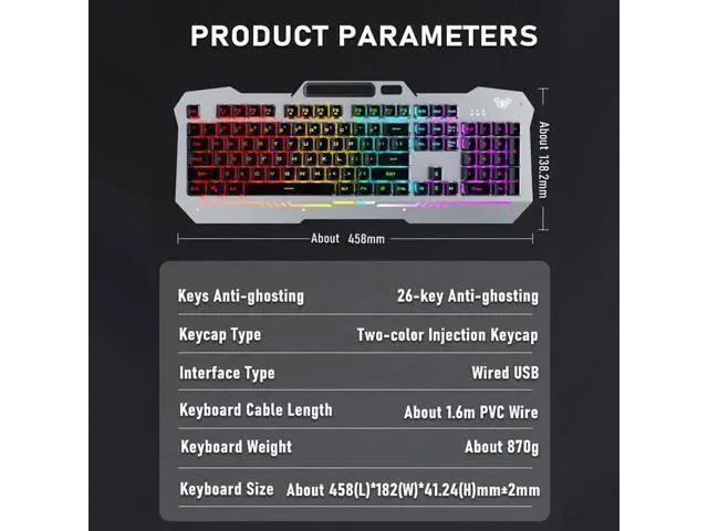 Alt view image 6 of 7 - F3010 Mechanical Keyboard Mobile Phone Holder Mutliple Background Light USB Wired Gaming Keyboard