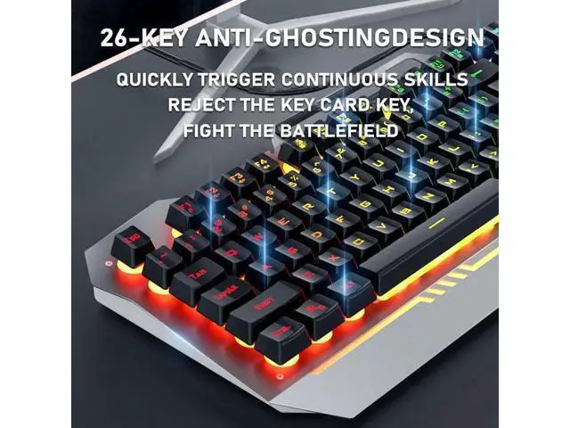 Alt view image 7 of 7 - F3010 Mechanical Keyboard Mobile Phone Holder Mutliple Background Light USB Wired Gaming Keyboard