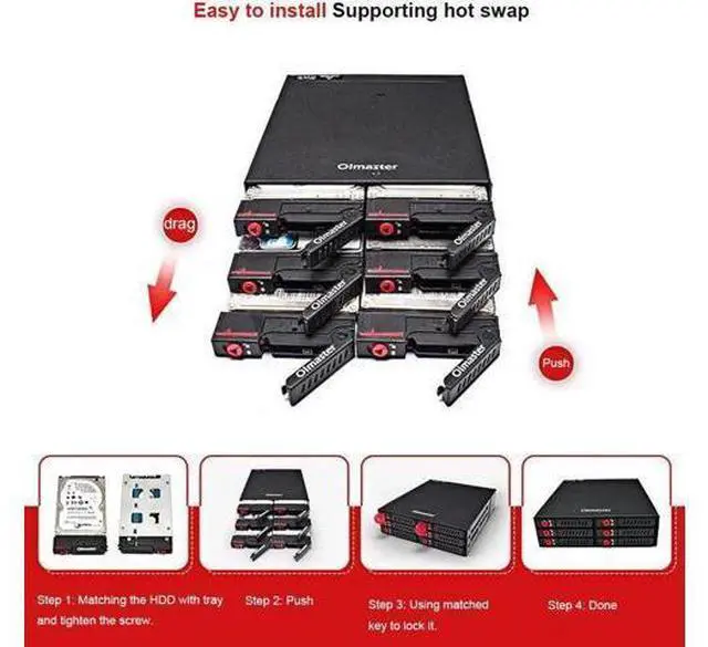 Alt view image 4 of 5 - 4 / 6-Bay 2.5inch SATA SSD HDD Hot Swap Mobile Rack/Enclosure Hard Disk Enclosure Rack Data Storage For 5.25 Drive Bay