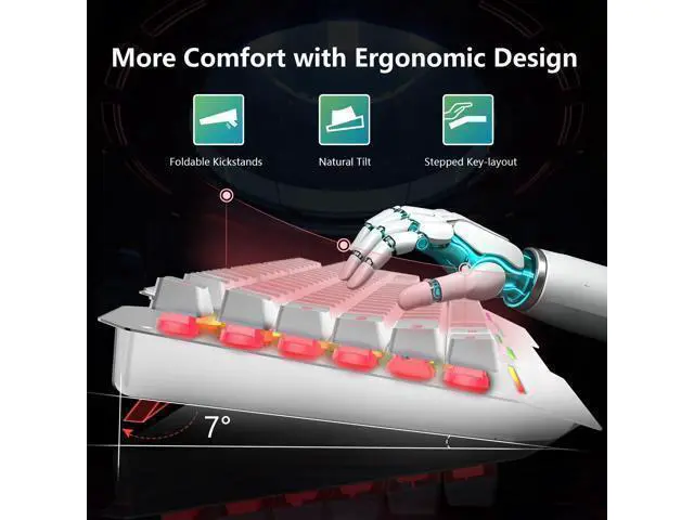 Alt view image 3 of 7 - Vszerda Gaming Keyboard, T102 104 Keys Keyboard and Mouse Combo, USB Wired Computer Keyboards Mechanical Feel Full Size, RGB Backlit for PC/Laptop Gaming or Working/Office (White)