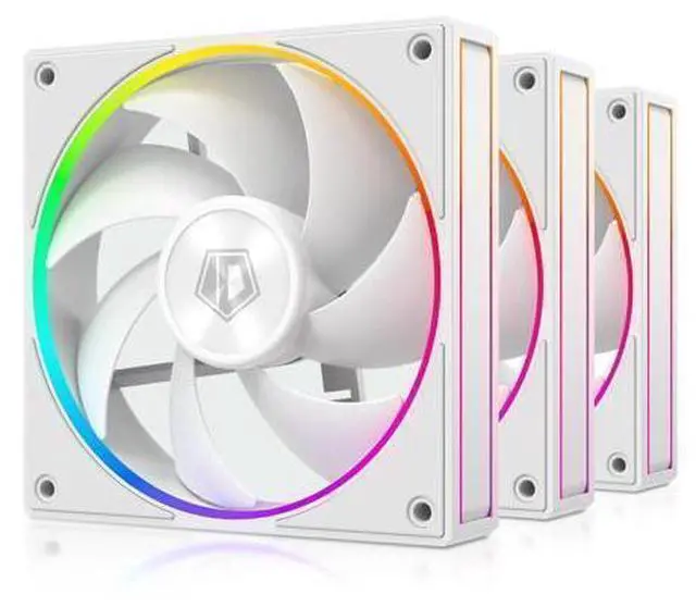 Main image of ID-COOLING AF-127-W-TRIO 120mm Case Fan ARGB FDB Bearing PC Fan Daisy Chain Connector Computer Fan for Radiator/CPU Air Cooler/Computer Case, 3 Pack, White