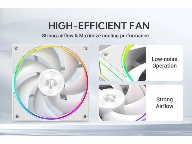 Alt view image 3 of 7 - ID-COOLING AF-127-W-TRIO 120mm Case Fan ARGB FDB Bearing PC Fan Daisy Chain Connector Computer Fan for Radiator/CPU Air Cooler/Computer Case, 3 Pack, White