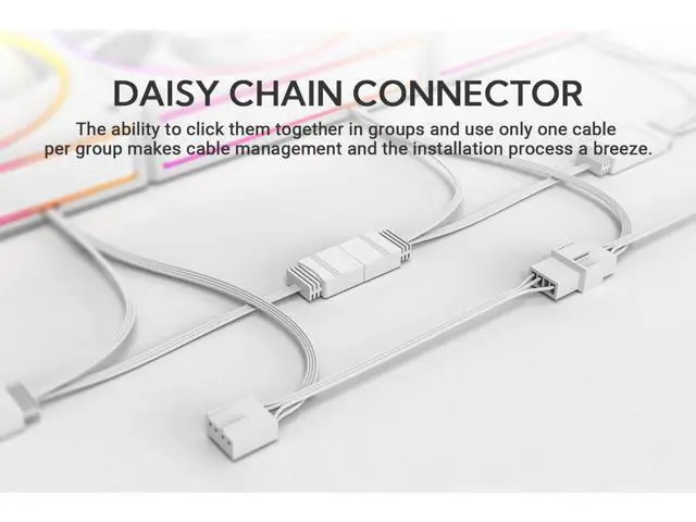 Alt view image 5 of 7 - ID-COOLING AF-127-W-TRIO 120mm Case Fan ARGB FDB Bearing PC Fan Daisy Chain Connector Computer Fan for Radiator/CPU Air Cooler/Computer Case, 3 Pack, White