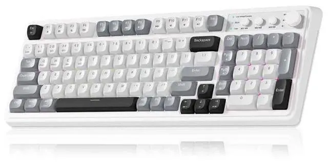 Main image of Vszer 99 Wireless Keyboard, Custom Computer Keyboard, Tri-Mode Bluetooth 5.0/2.4GHz/USB-C Cute Creamy Gaming Keyboards with Number Pad, RGB Backlit Media Knob Programmable Keybaord for PC Gamer - Grey