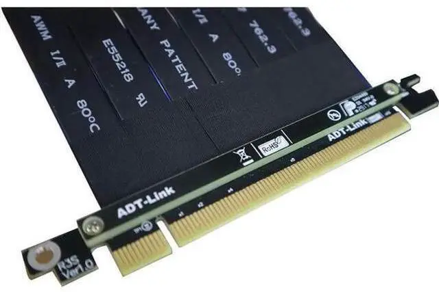 Alt view image 3 of 4 - ADT-LINK PCI-E X16 to 16X 3.0 Male to Female Riser Extension Cable Graphics Card Computer Chassis PCI Express Extender Ribbon 128G/Bps (R33SL 35CM)