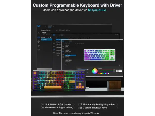 Alt view image 7 of 7 - Vszerda F87 Wireless Mechanical Keyboard, 75% TKL Custom Hot Swappable Gaming Keyboards with PBT Keycaps, Pre-lubed Greywood Switches, RGB Backlit Creamy Keyboard, 2.4GHz/USB-C/BT5.0
