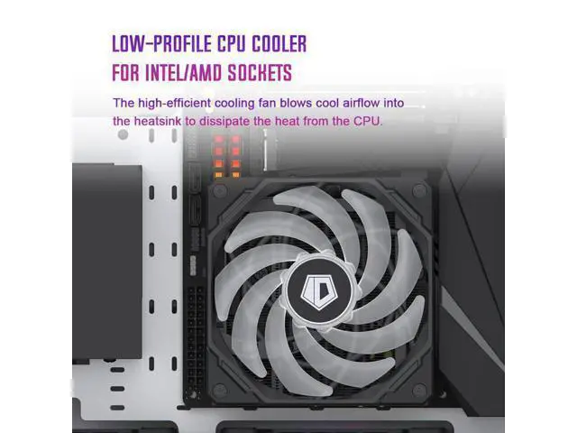 Alt view image 6 of 7 - ID-COOLING IS-55 ARGB CPU Cooler Low Profile 57mm Height CPU Air Cooler ARGB 5 Heatpipes 120x120x15mm Slim Fan, CPU Fan for Intel LGA1700/115X/1200; AMD AM4/AM5, For Desktop