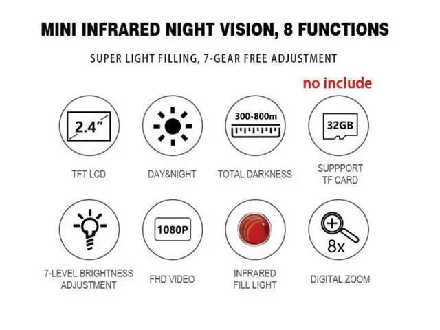 Alt view image 7 of 7 - wusu 8x magnification mini infrared night vision binoculars for outdoor hunting night vision device, rechargeable