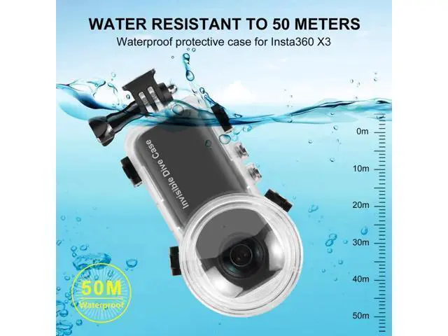Alt view image 5 of 7 - For Insta360 X3 PULUZ Invisible Dive Case 50m Waterproof Sealed Case (Transparent)