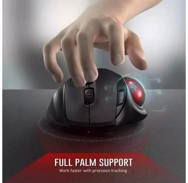 Alt view image 2 of 5 - Trackball Wireless Mouse Rechargeable Bluetooth 2.4G USB Mou