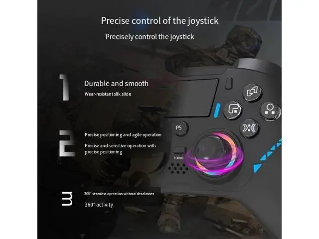 Alt view image 4 of 6 - PS5 controller with macro-programmable RGB lights, plug-and-play PS5 universal wired controller with six-axis vibration