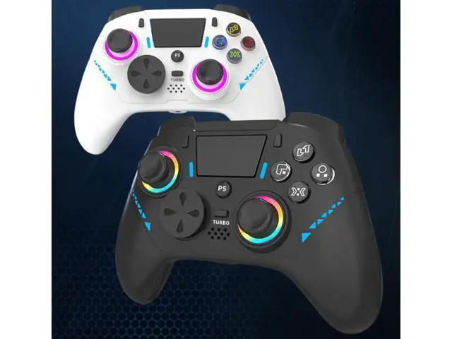 Alt view image 2 of 6 - PS5 controller with macro-programmable RGB lights, plug-and-play PS5 universal wired controller with six-axis vibration