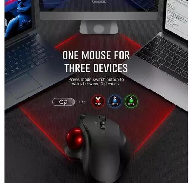 Alt view image 4 of 5 - Trackball Wireless Mouse Rechargeable Bluetooth 2.4G USB Mou