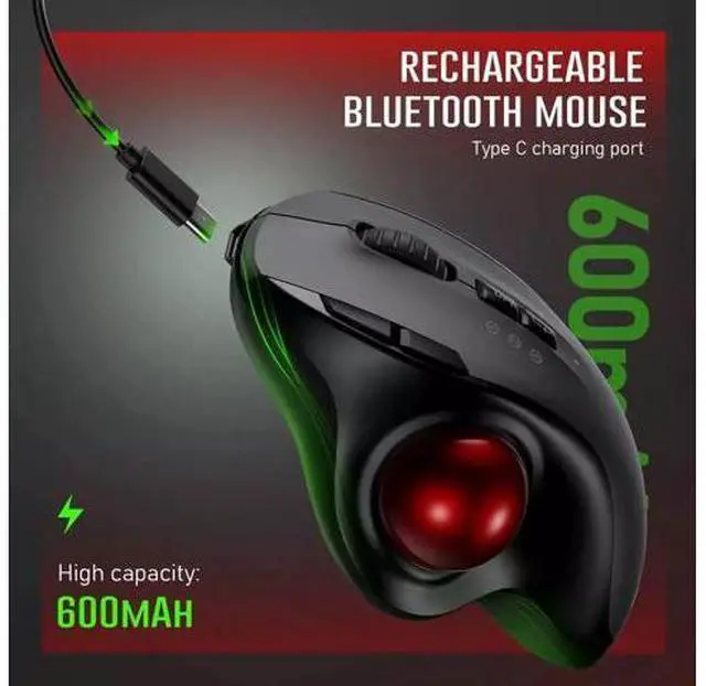 Alt view image 3 of 5 - Trackball Wireless Mouse Rechargeable Bluetooth 2.4G USB Mou