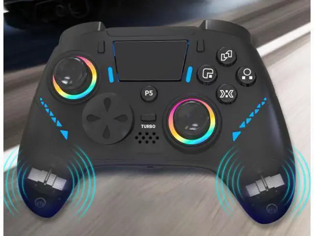 Alt view image 6 of 6 - PS5 controller with macro-programmable RGB lights, plug-and-play PS5 universal wired controller with six-axis vibration