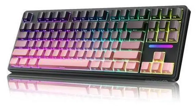Main image of Vszerda Wireless Mechanical Gaming Keyboard: 10000mAh Battery Tri-Mode 2.4G/BT5.3/USB-C Hot Swappable Custom Keyboard with RGB Backlit, Side Printed PBT Keycaps, 15-Layer Gasket Structure, Black Pink
