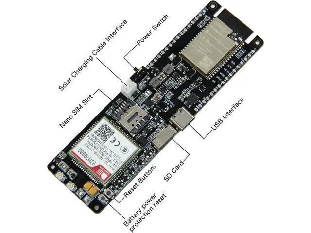 Alt view image 3 of 7 - LILYGO T-SIM7000G ESP32-WROVER-B Solar Charge SIM GPS Antenna CH9102F 16MB 2G/NB TTGO Development Board