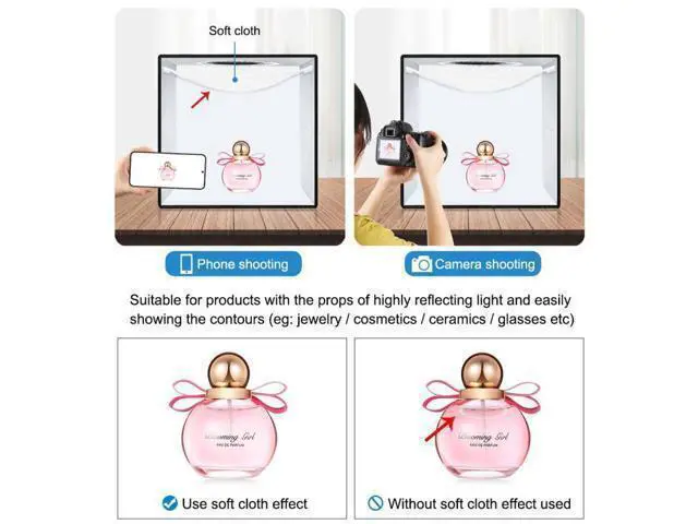 Alt view image 6 of 6 - 31cm Folding 3 Modes Dual Color Ring Light Photo Lighting Studio Shooting Tent Box Kit with 6 Colors PVC Backdrops, Unfold Size: 31cm x 31cm x 31cm (Black) (Black)