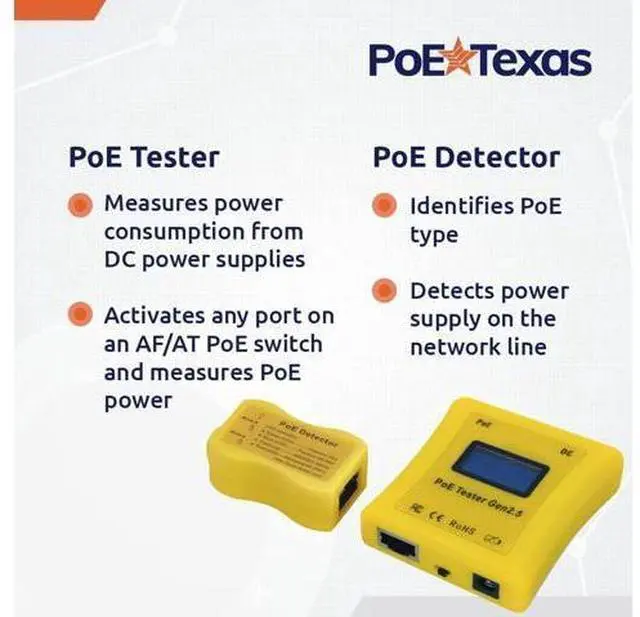 Alt view image 2 of 7 - PoE Detector & PoE Tester Tool Kit (Gen2.5) - Wired Network Cable Tester to Detect & Test Power Over Ethernet - Cable Tester to Read Voltage, Current and Power Usage on Cat5, Cat6 - No Battery Needed
