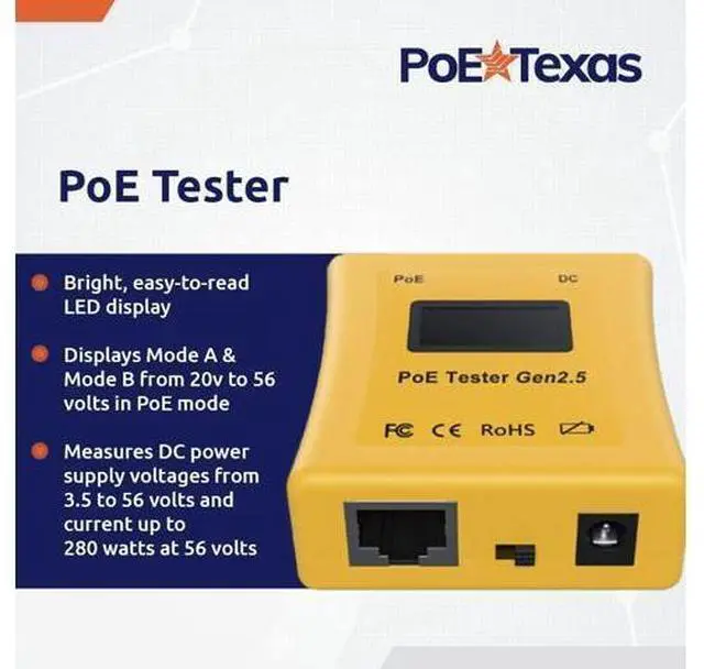Alt view image 7 of 7 - PoE Detector & PoE Tester Tool Kit (Gen2.5) - Wired Network Cable Tester to Detect & Test Power Over Ethernet - Cable Tester to Read Voltage, Current and Power Usage on Cat5, Cat6 - No Battery Needed