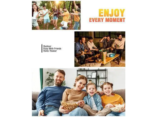 Alt view image 6 of 7 - Mini Projector, CiBest Video Projector Outdoor Movie Projector 4500L, LED Portable Home Theater Projector 1080P and 200" Supported, Compatible with PS4, PC via HDMI, VGA, TF, AV and USB