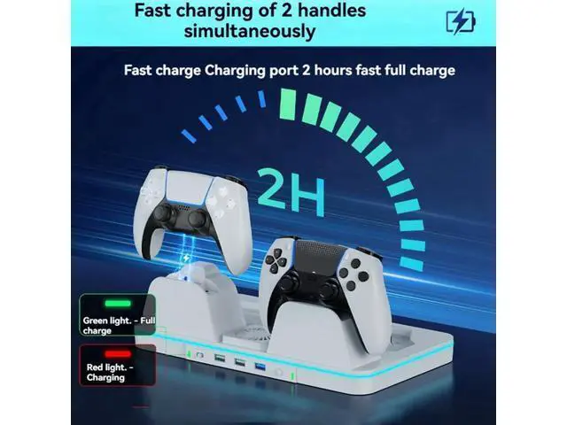 Alt view image 2 of 4 - Thermal Charging Dock For PS5/Slim/PRO Console Universal Multi-Function Charging Dock For PS5 RGB Lighting Stand