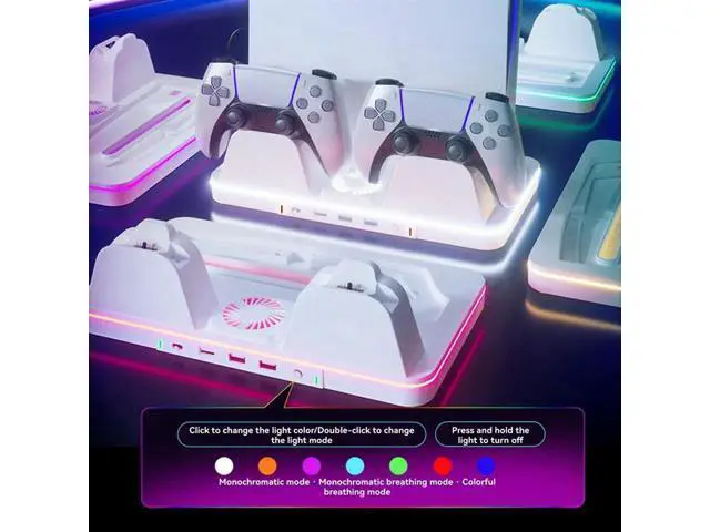 Alt view image 3 of 4 - Thermal Charging Dock For PS5/Slim/PRO Console Universal Multi-Function Charging Dock For PS5 RGB Lighting Stand