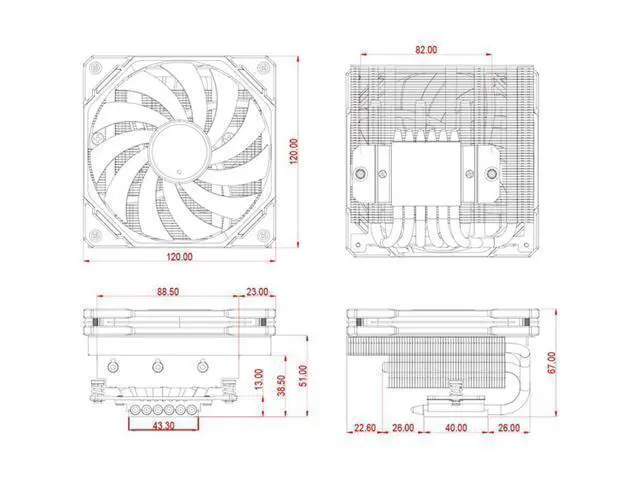 Alt view image 7 of 7 - ID-COOLING IS-67-XT Black 67mm Height Low Profile CPU Cooler 6 Heatpipes CPU Air Cooler for HTPCs, ITX, and Small Form Factor Builds, 120x15mm Slim Fan, Support Intel LGA1700/1200/115X, AMD AM5/AM4