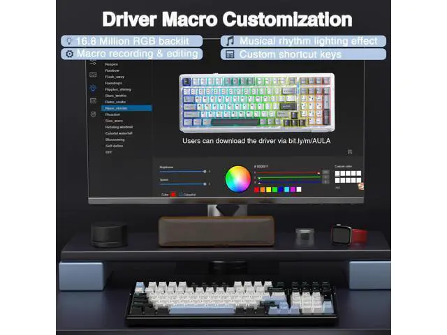 Alt view image 7 of 7 - Vszerda F99 Wireless Mechanical Keyboard,Tri-Mode BT5.0/2.4GHz/USB-C Hot Swappable Custom Keyboard,Pre-lubed Linear Switches,RGB Backlit Gaming Keyboards for PC/Tablet/Xbox/PS4/PS5