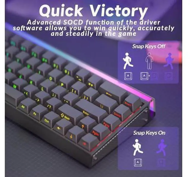 Alt view image 4 of 7 - Vsze Hero 68 HE Pro - Wired Gaming Keyboard with Hall Effect Magnetic Switch, CNC Aluminum Frame, 8KHz Polling Rate, RGB Box & Backlight, Side Printed Keycaps, 65% 68-key Compact Small Gamer Keyboards