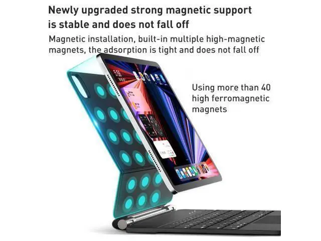 Alt view image 4 of 7 - For iPad 10th Gen 10.9 2022 T89 Magic Suspended Bluetooth Keyboard Leather Case(Black)