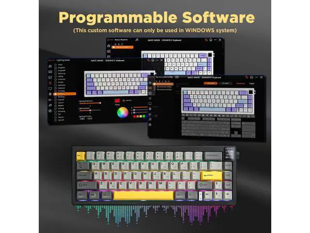 Alt view image 5 of 7 - Vszerda AJAZZ AK650 Wireless Mechanical Keyboard with Smart Display & Knob, BT/2.4G/USB-C, Hot Swappable 65% Mechanical Keyboard with PBT Keycaps, RGB Light for Win & Mac(Black,Flying Fish Switch)