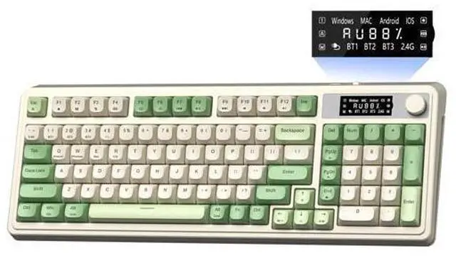 Main image of Vszerda S99 Pro Wireless Keyboard, Display Screen & Media Knob,Tri-Mode Bluetooth/2.4G/USB-C RGB Creamy Gaming Keyboard with Number Pad Macro Keys,Custom Computer Keyboards for Laptop PC Gamer - Green