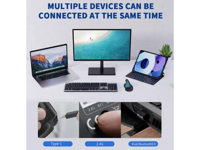 Alt view image 5 of 7 - Colorful M618XSD Thumb Roller Ergonomic Three-Mode Bluetooth Charging Grip Vertical Battery Level Display Mouse