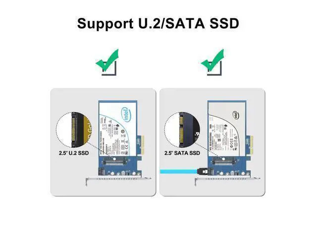 Alt view image 5 of 5 - Vszerda U.2 SFF-8639 to PCIe NVMe SSD Adapter Card, PCIe 3.0 x4 Expansion Card for 2.5" U.2 NVMe/SATA SSDs, Supports High-Speed Data Transfer for Desktop PC & Workstation