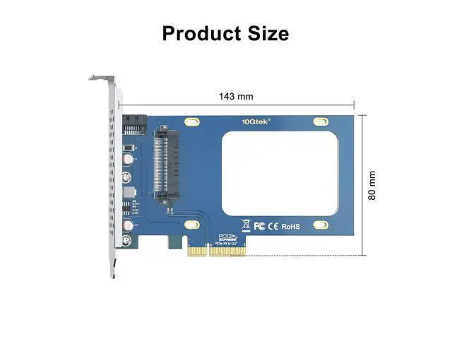 Alt view image 4 of 5 - Vszerda U.2 SFF-8639 to PCIe NVMe SSD Adapter Card, PCIe 3.0 x4 Expansion Card for 2.5" U.2 NVMe/SATA SSDs, Supports High-Speed Data Transfer for Desktop PC & Workstation