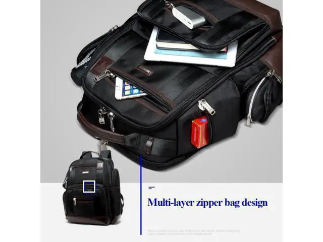 Alt view image 5 of 7 - Bopai 11-85301 15.6 inch Large Capacity Multi-layer Zipper Bag Design Breathable Laptop Backpack, Size: 35 x 20 x 43cm(Black)