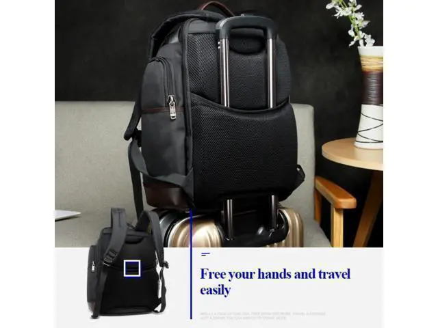 Alt view image 6 of 7 - Bopai 11-85301 15.6 inch Large Capacity Multi-layer Zipper Bag Design Breathable Laptop Backpack, Size: 35 x 20 x 43cm(Black)