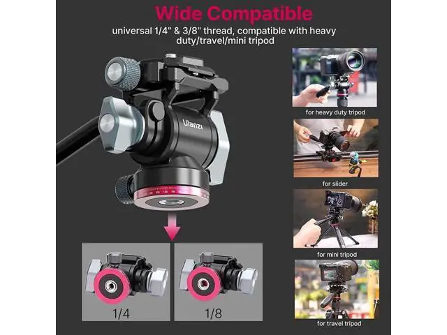 Alt view image 4 of 5 - Video Fluid Head for Camera Tripod - ULANZI U-190 Mini Pan Tilt Head Small Panoramic Ball Head with Arca Swiss Quick Release Plate Lightweight Filming Equipment for Compact Camera Load up to 6.6lb/3kg