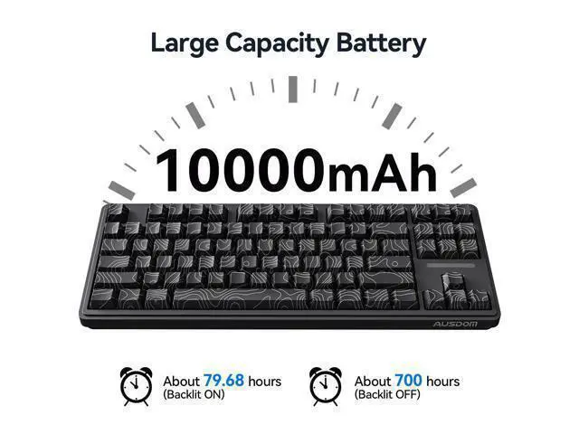 Alt view image 4 of 7 - Vszerda Wireless Mechanical Gaming Keyboard: 10000mAh Battery Tri-Mode 2.4G/BT5.3/USB-C Hot Swappable Custom Keyboard with RGB Backlit, Side Printed PBT Keycaps, 15-Layer Gasket Structure, Topographic