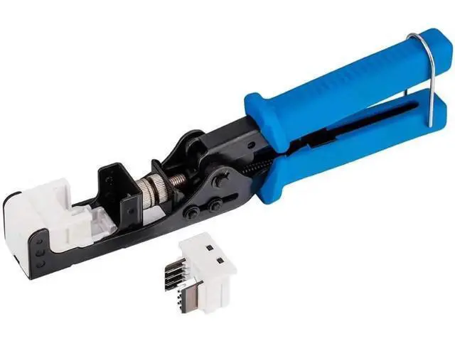 Alt view image 6 of 7 - SATMAXIMUM Cat6 Keystone Jack Kit - 10 Pack 45° White RJ45 Keystone Jacks + Termination Tool for 45° Keystone + 10 Pack 1-Port Keystone Inserts