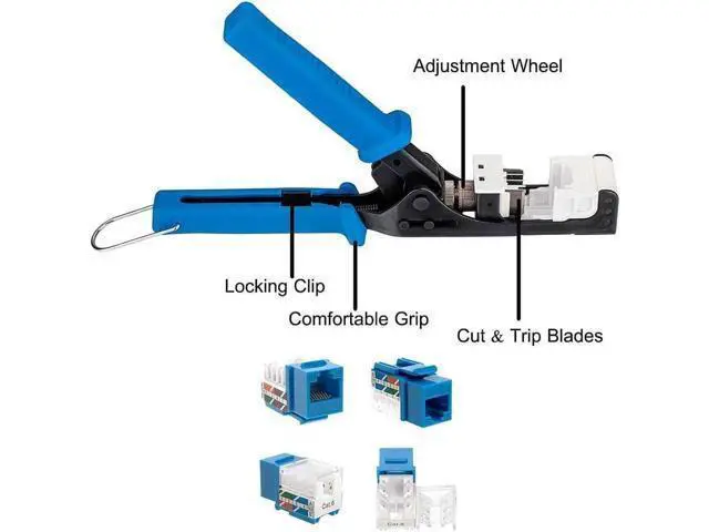 Alt view image 7 of 7 - SATMAXIMUM Cat6 Keystone Jack Kit - 10 Pack 45° White RJ45 Keystone Jacks + Termination Tool for 45° Keystone + 10 Pack 1-Port Keystone Inserts