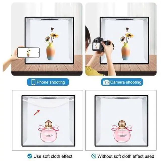 Alt view image 7 of 7 - PULUZ 40cm Folding Portable Ring Light USB Photo Lighting Studio Shooting Tent Box with 6 x Dual-side Color Backdrops, Size: 40cm x 40cm x 40cm (Black)