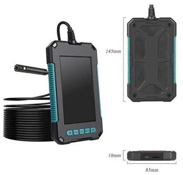 Main image of Handheld screen high-definition dual-lens industrial endoscope with 2 million pixels, full-screen buttons, portable pipeline endoscope P40 green 8mm double 5 meters long