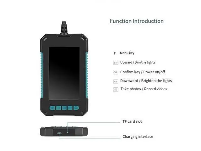 Alt view image 2 of 5 - Handheld screen high-definition dual-lens industrial endoscope with 2 million pixels, full-screen buttons, portable pipeline endoscope P40 green 8mm double 5 meters long