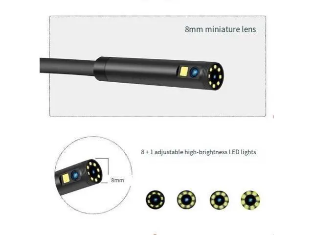 Alt view image 3 of 5 - Handheld screen high-definition dual-lens industrial endoscope with 2 million pixels, full-screen buttons, portable pipeline endoscope P40 green 8mm double 5 meters long