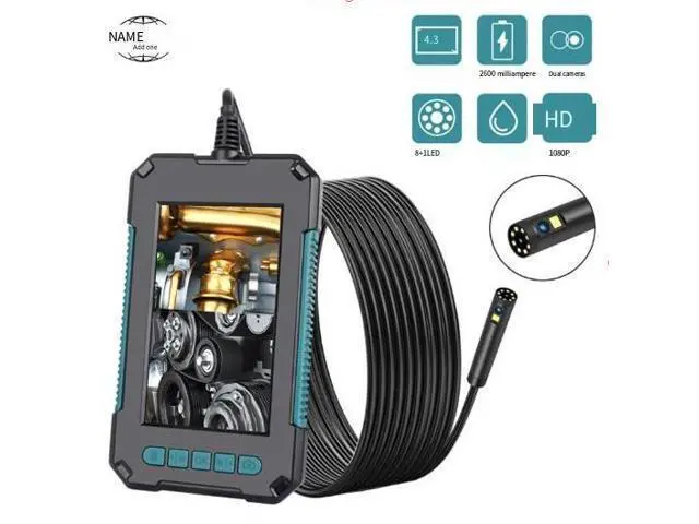 Alt view image 5 of 5 - Handheld screen high-definition dual-lens industrial endoscope with 2 million pixels, full-screen buttons, portable pipeline endoscope P40 green 8mm double 5 meters long
