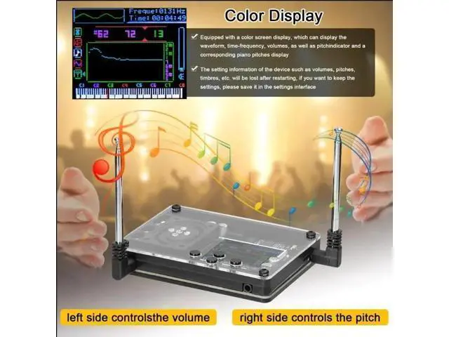 Alt view image 4 of 5 - Mini Theremin music electronic creative instrument retro multi-sound creative toy OLED screen
