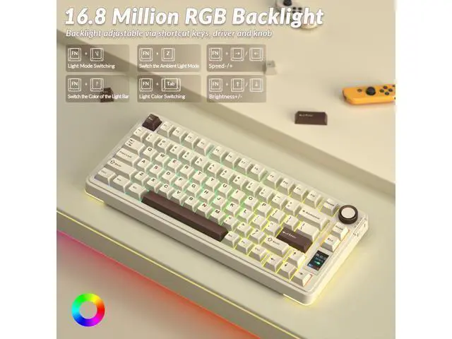 Alt view image 7 of 7 - Vszerda S75 PRO Wireless Mechanical Keyboard with Screen&Knob, 75% Hot Swappable Gaming Keyboard with Pre-lubed Switches, RGB Backlit, PBT Keycaps, Creamy Sounding Computer Keyboards