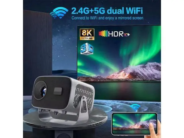 Alt view image 7 of 7 - A10 4K Smart Android Portable Projector US Plug